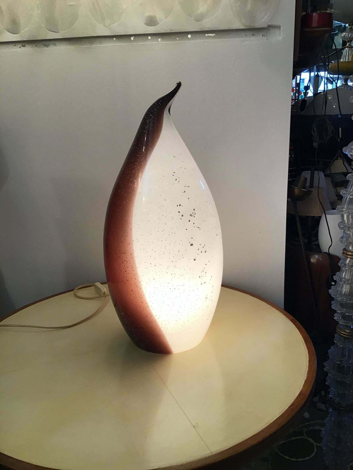 photo buy Vistosi Penguin Table Lamp Inlaid Murano Glass, 1965