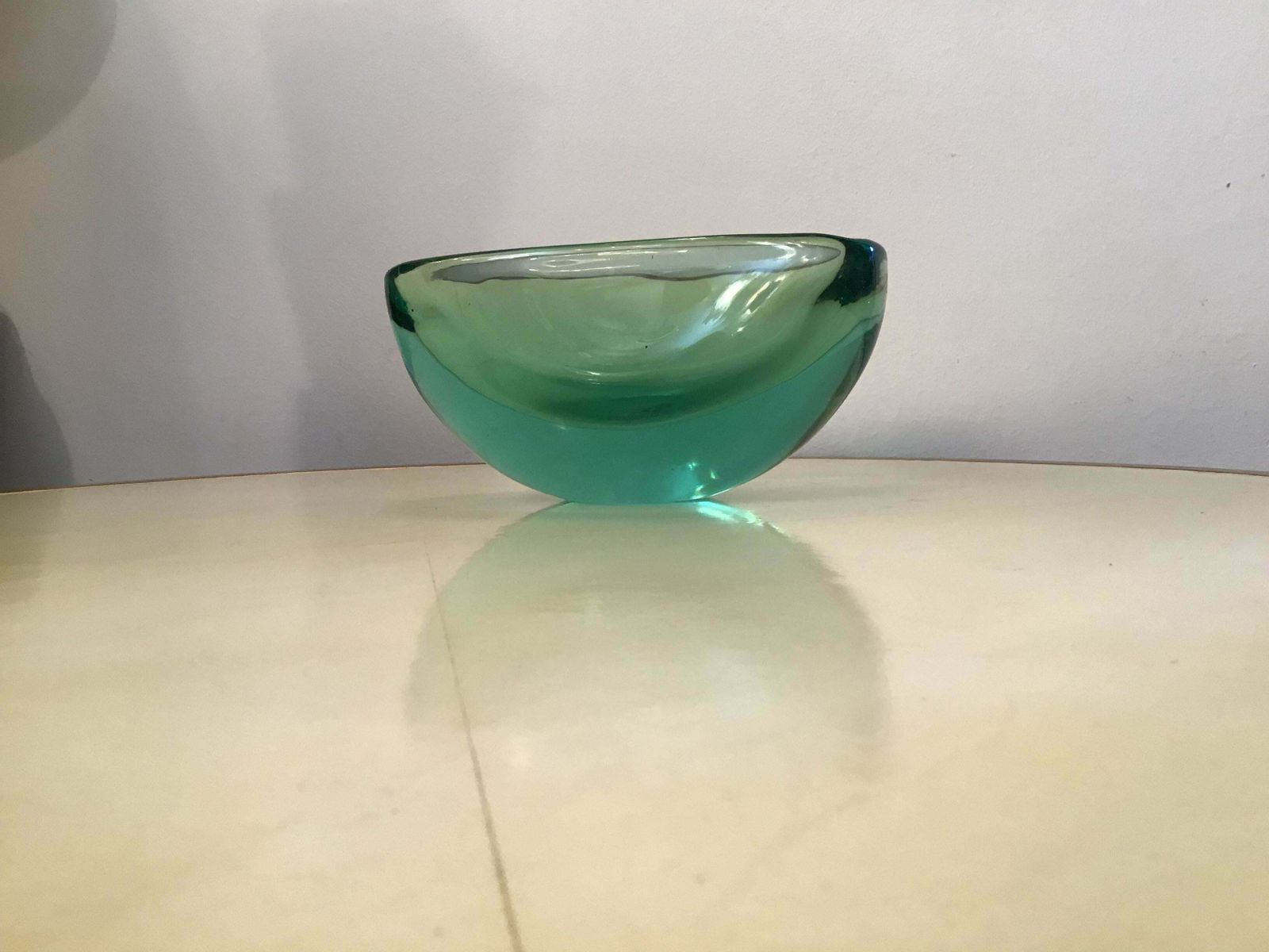 Archimede Seguso Oval Bowl, Green Submerged Glass Centrepiece, 1950 photo Home Decor