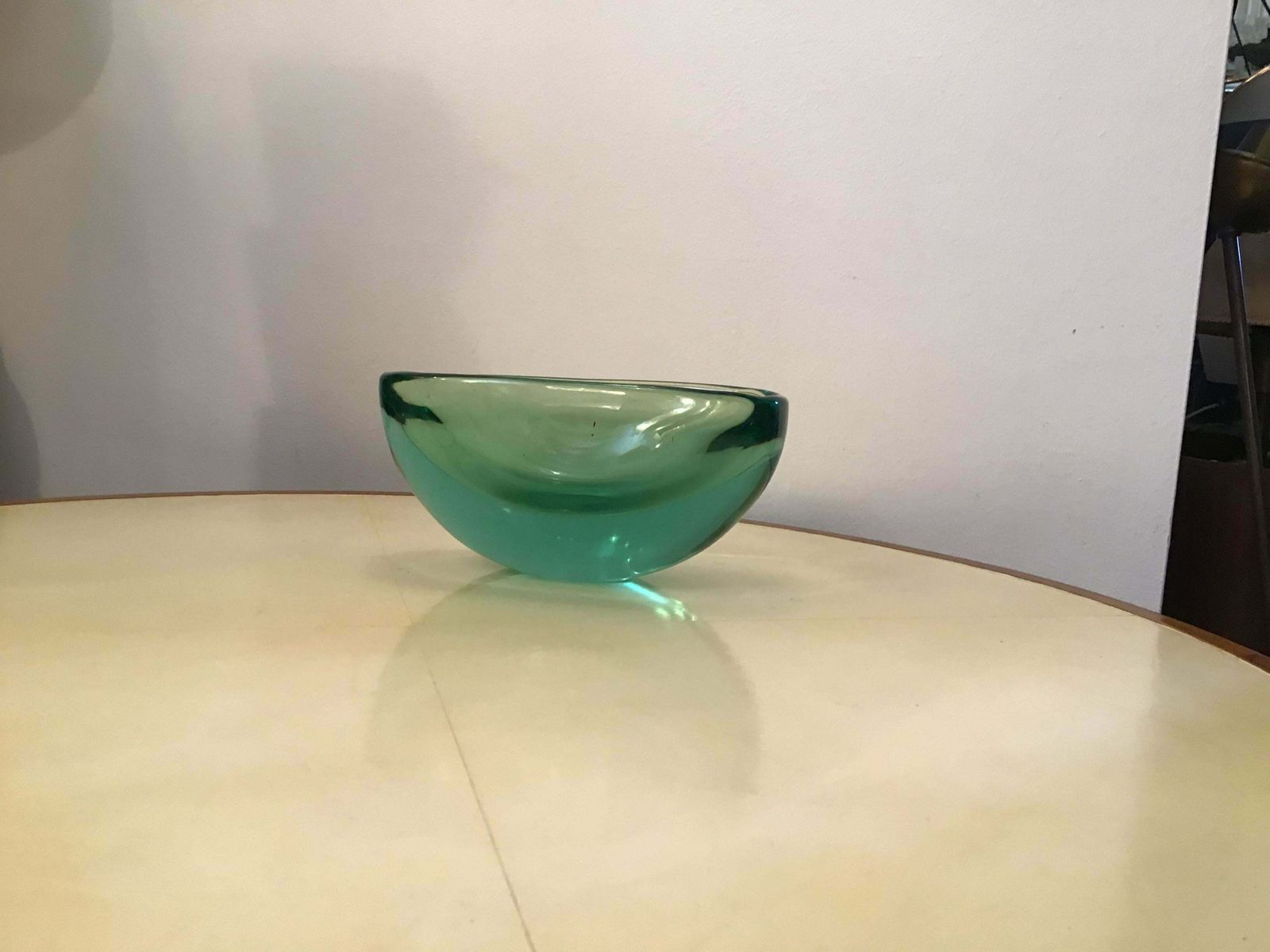 Archimede Seguso Oval Bowl, Green Submerged Glass Centrepiece, 1950 photo buy