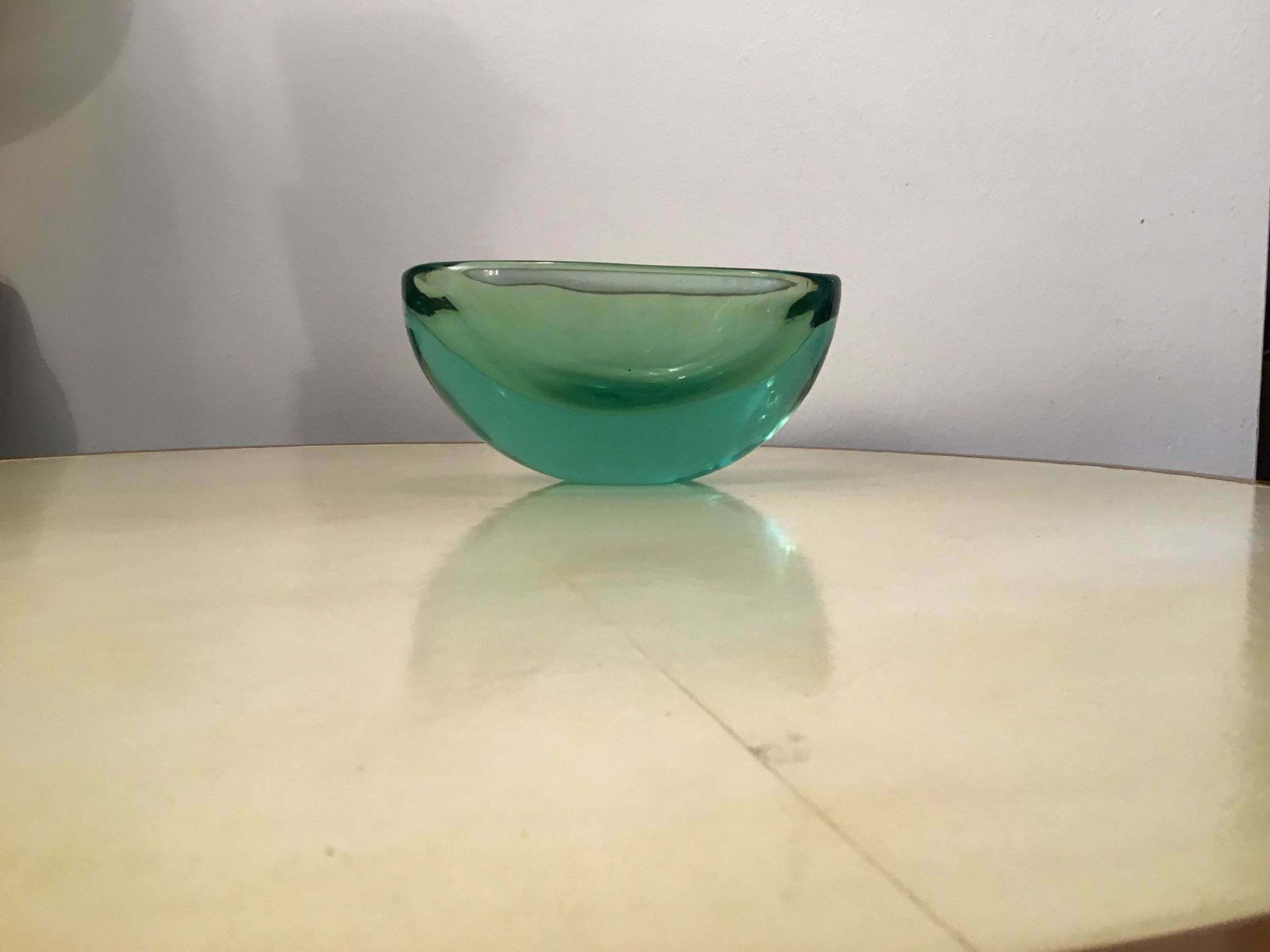 Home Decor Archimede Seguso Oval Bowl, Green Submerged Glass Centrepiece, 1950 photo