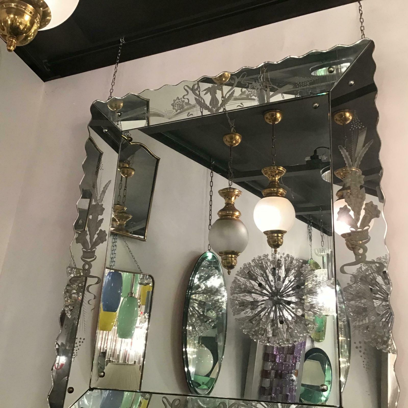 Azucena Luigi Caccia Dominioni Couple Chandelier Brass Glass 1950 Italy photo buy