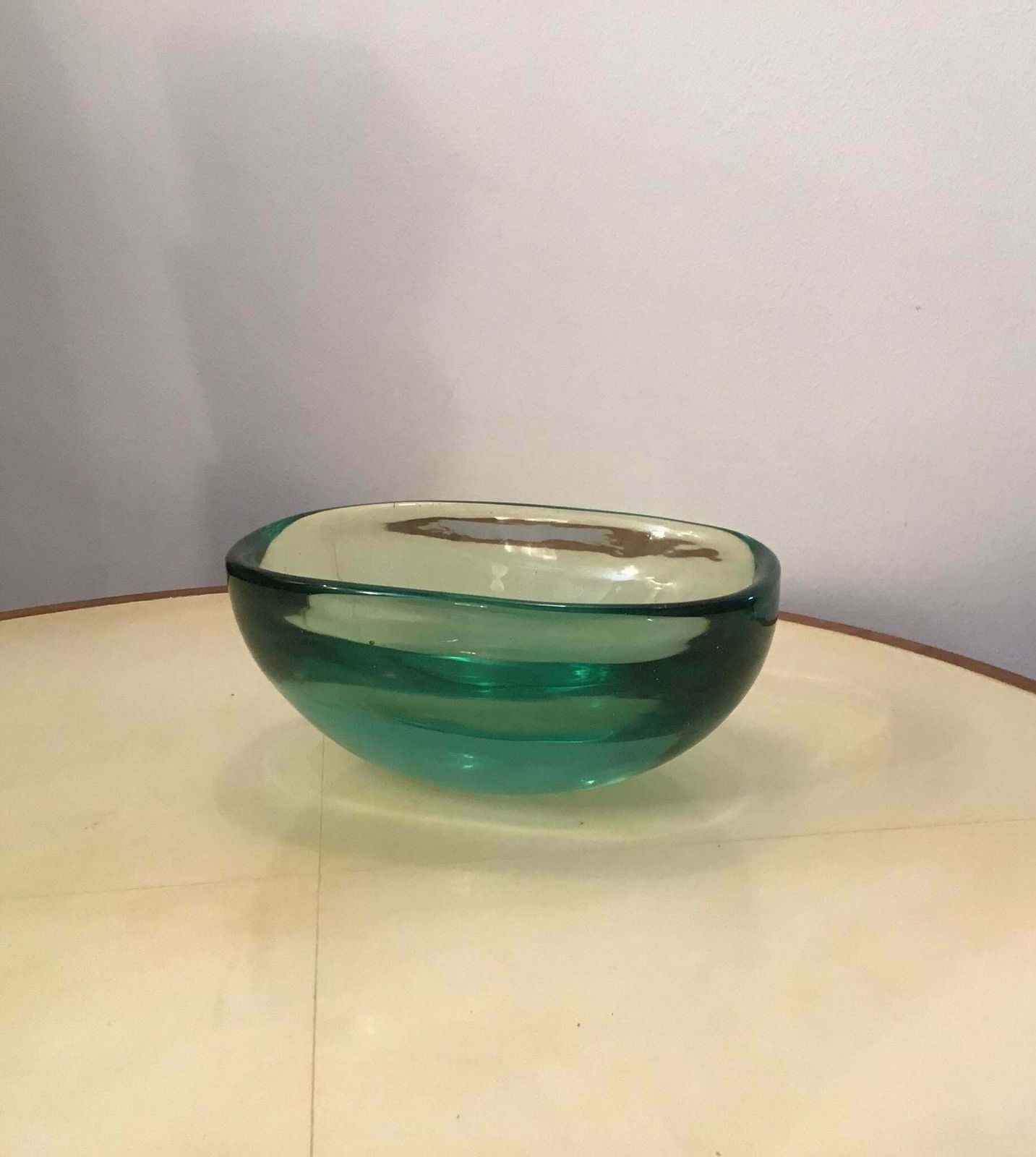 Archimede Seguso Glass Bowl Centrepiece Green Glass Submerged Murano, 1950 photo vinterior