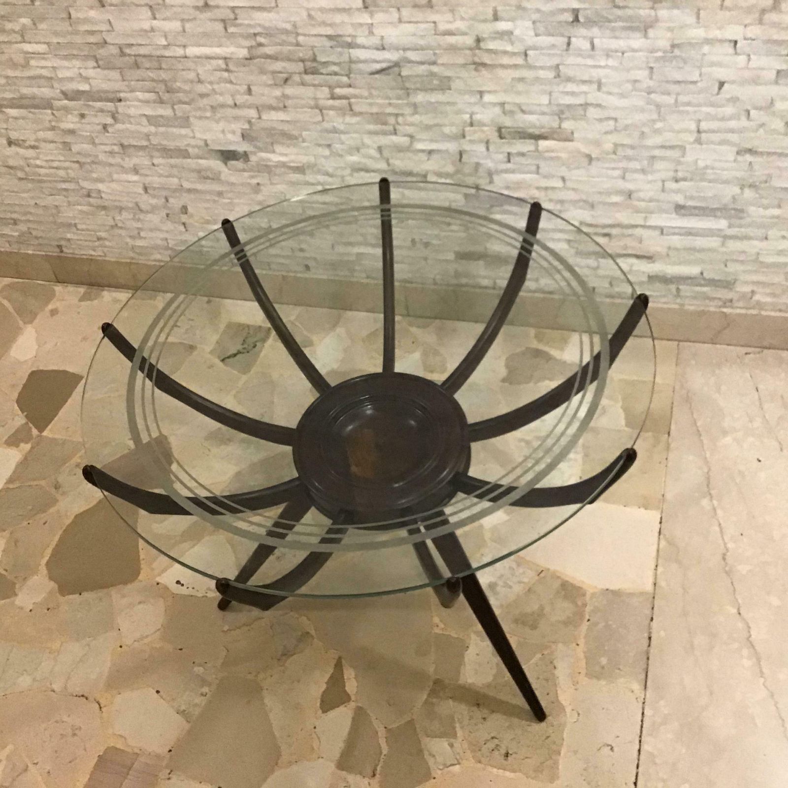 Carlo De Carli Coffee Table Wood Glass 1950 Italy photo furniture