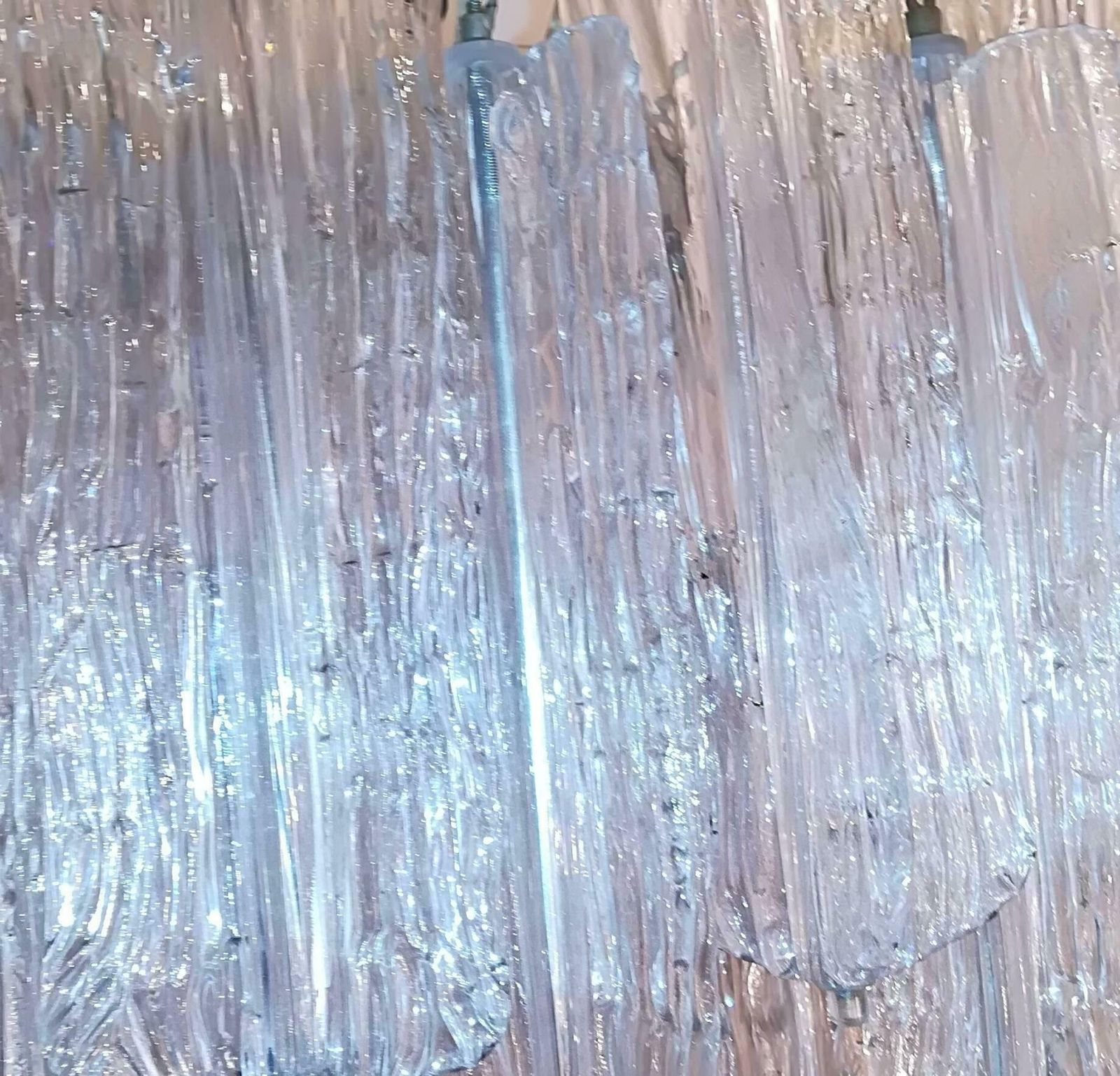 Chandelier Of Brass And Murano Glass Venini 1950. photo for sale