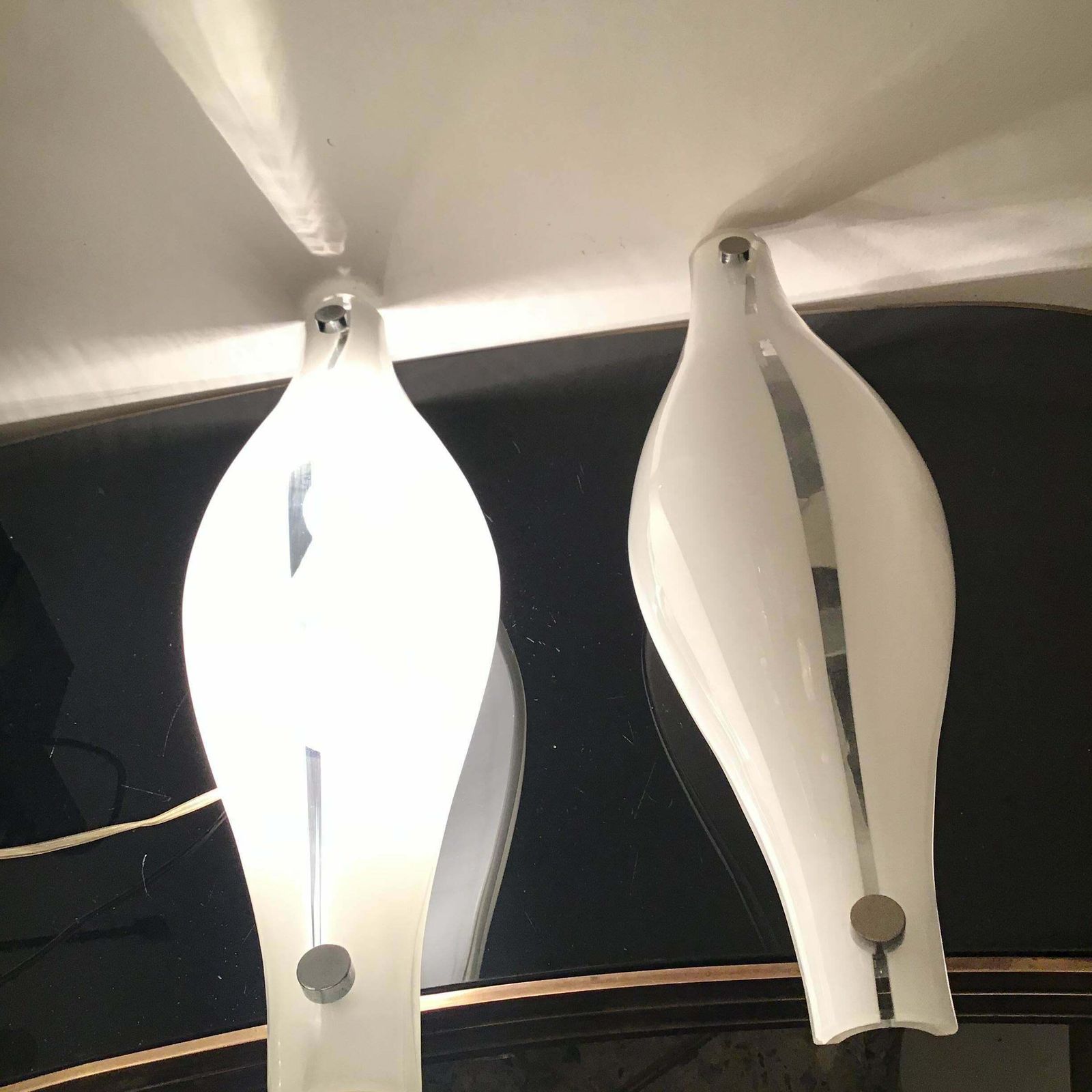Vistosi Sconces Murano Glass Metal Crome 1960 Italy photo furniture