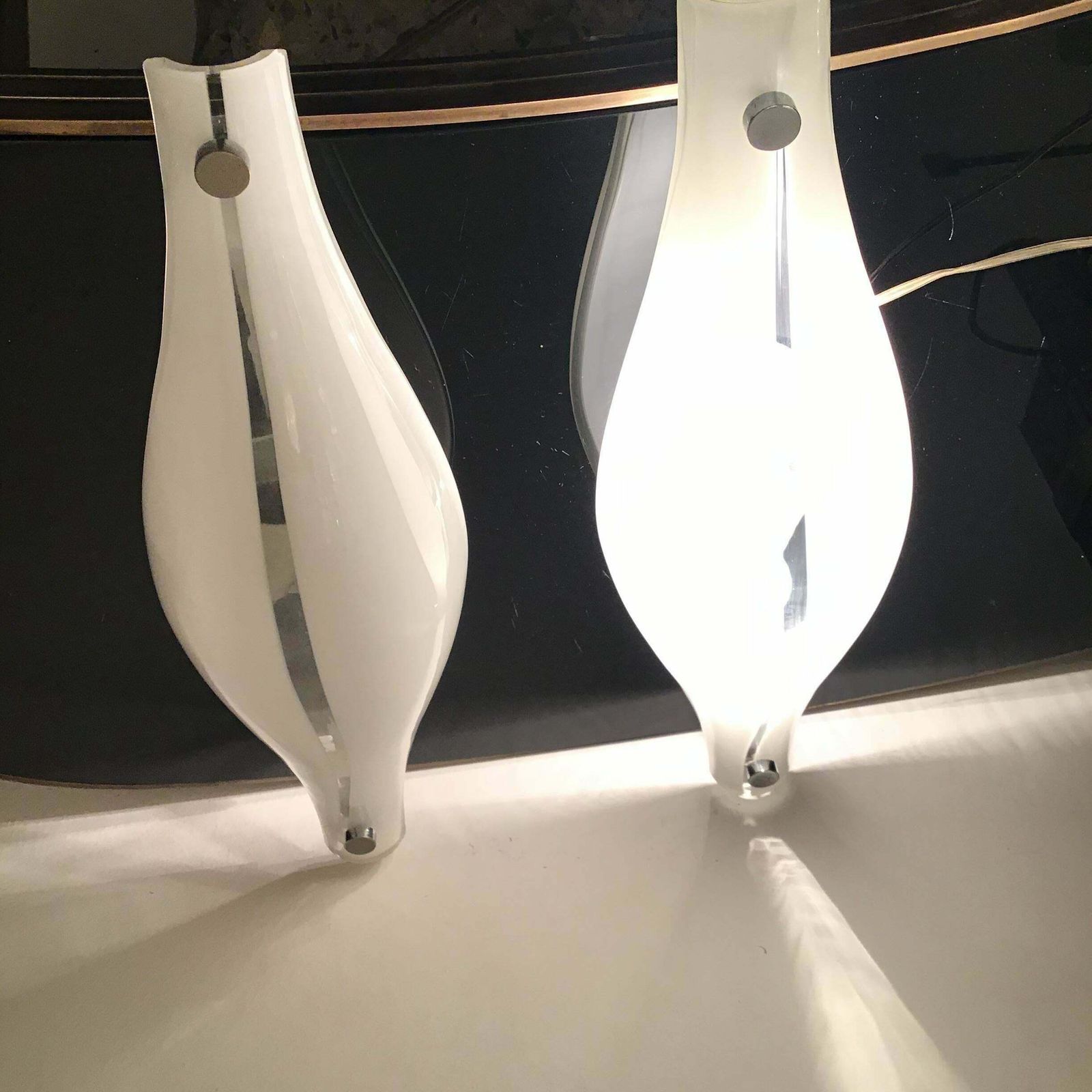 Vistosi Sconces Murano Glass Metal Crome 1960 Italy photo for sale