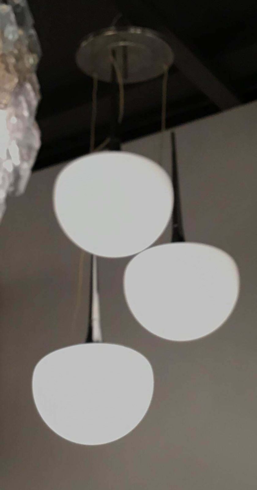 photo for sale Reggiani Chandelier Chrome Metal Opal Glass Italia 1970