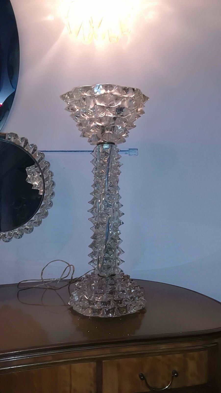Barovier E Toso Table Lamp 1940 Murano Glass Irridescent photo vintage