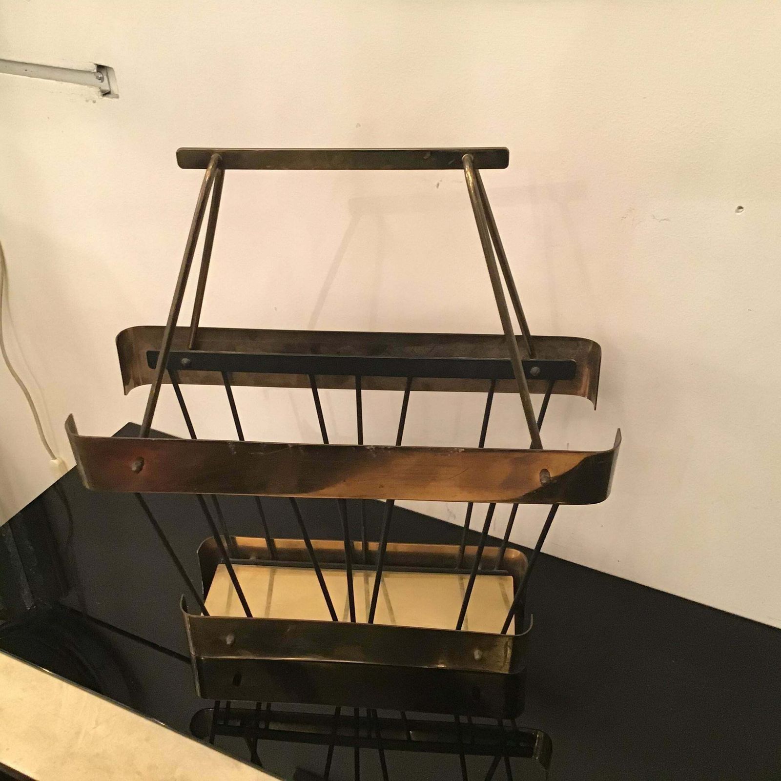 photo buy Romeo Rega Brass Iron Magazine Rack 1970 Italy