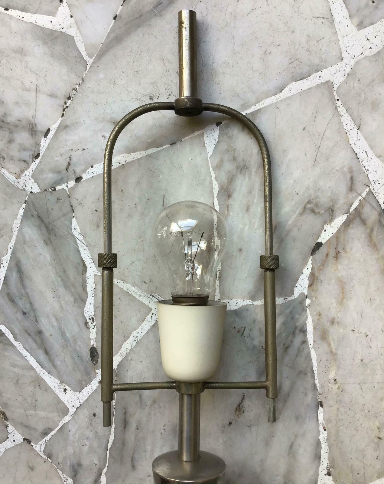 Stilnovo Table Lamp Metal Crome Wood Lampshade 1960 Italy photo 3164.0