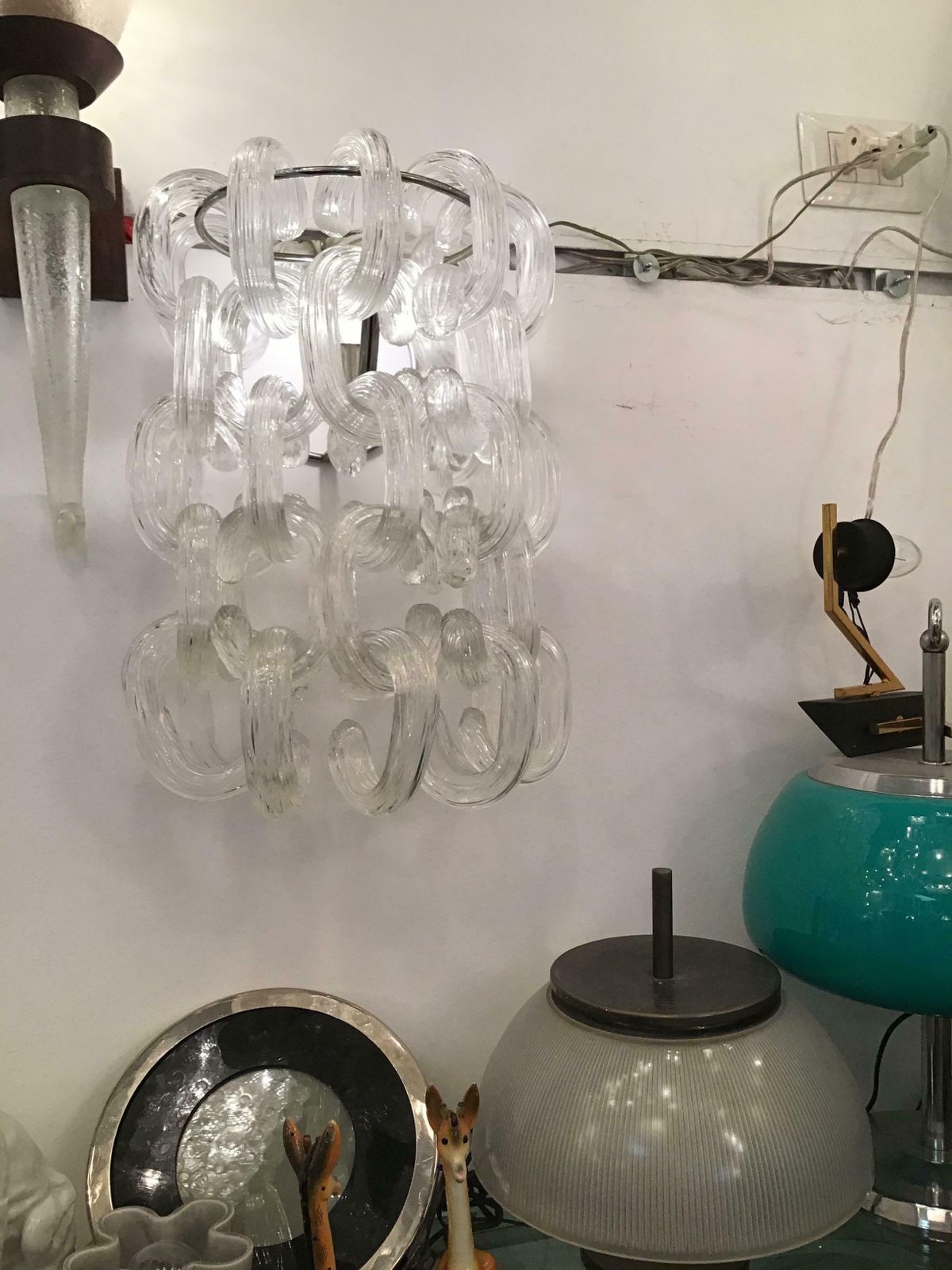 Giusto Toso Sconces Murano Glass Metal Crome, 1960, Italy photo Lighting