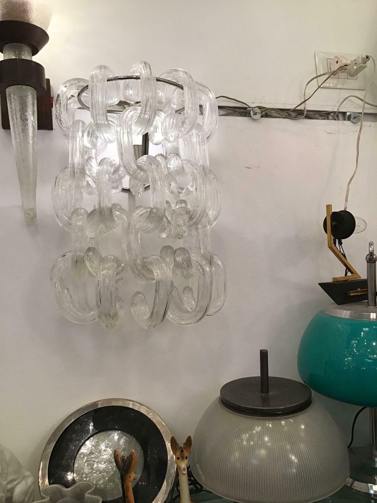 Giusto Toso Sconces Murano Glass Metal Crome, 1960, Italy photo 2712.0