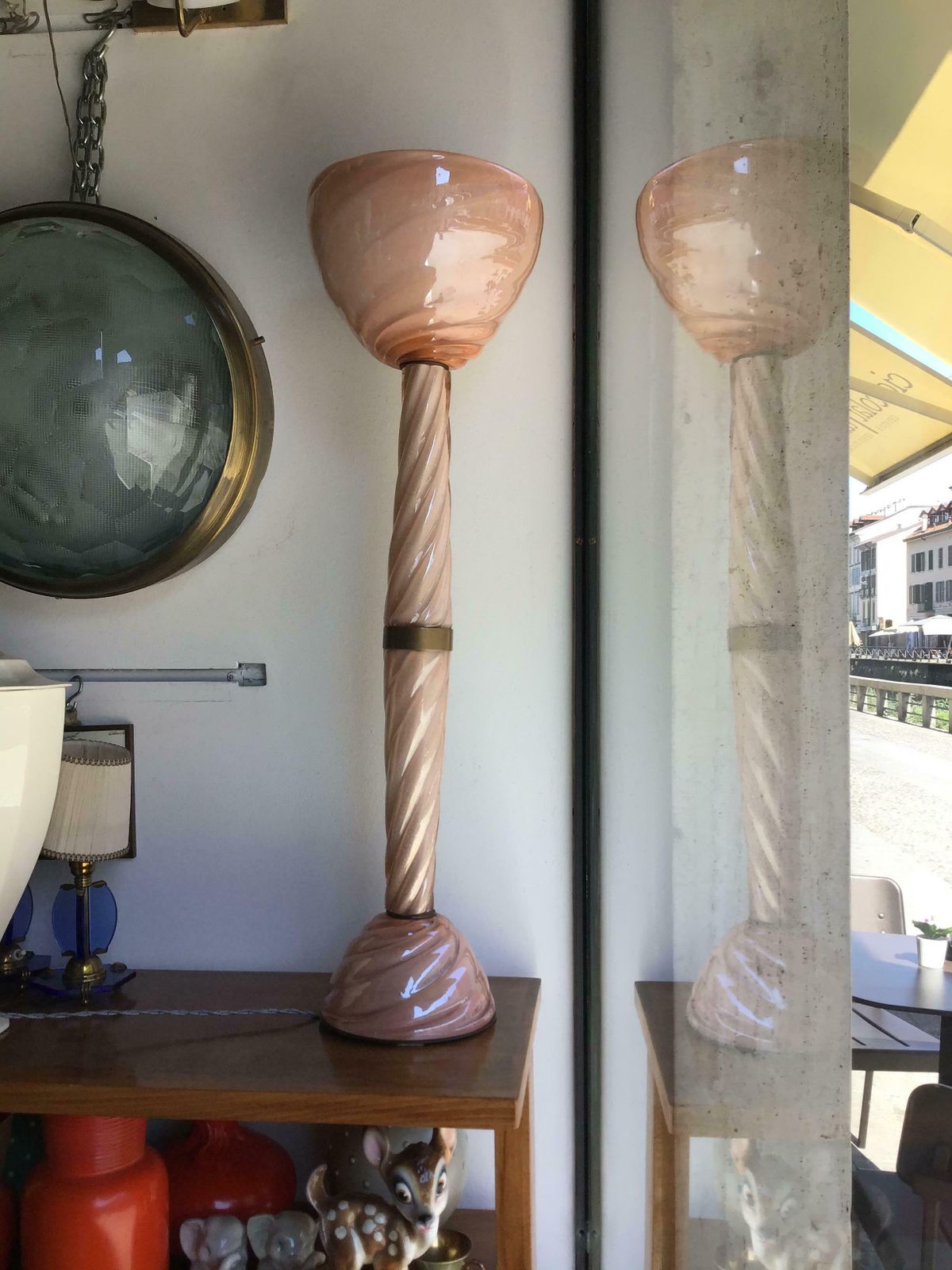 photo for sale Seguso Table Lamp Brass Murano Glass, 1940, Italy