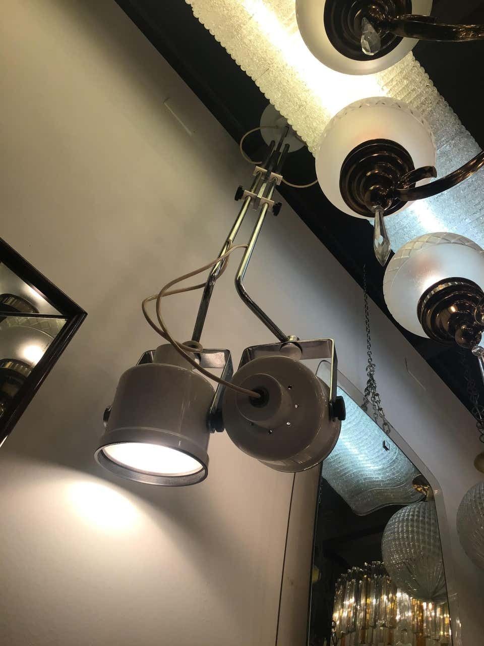 Gae Aulenti Chandelier Crome Metal Crome Glass, 1960, Italy photo Lighting
