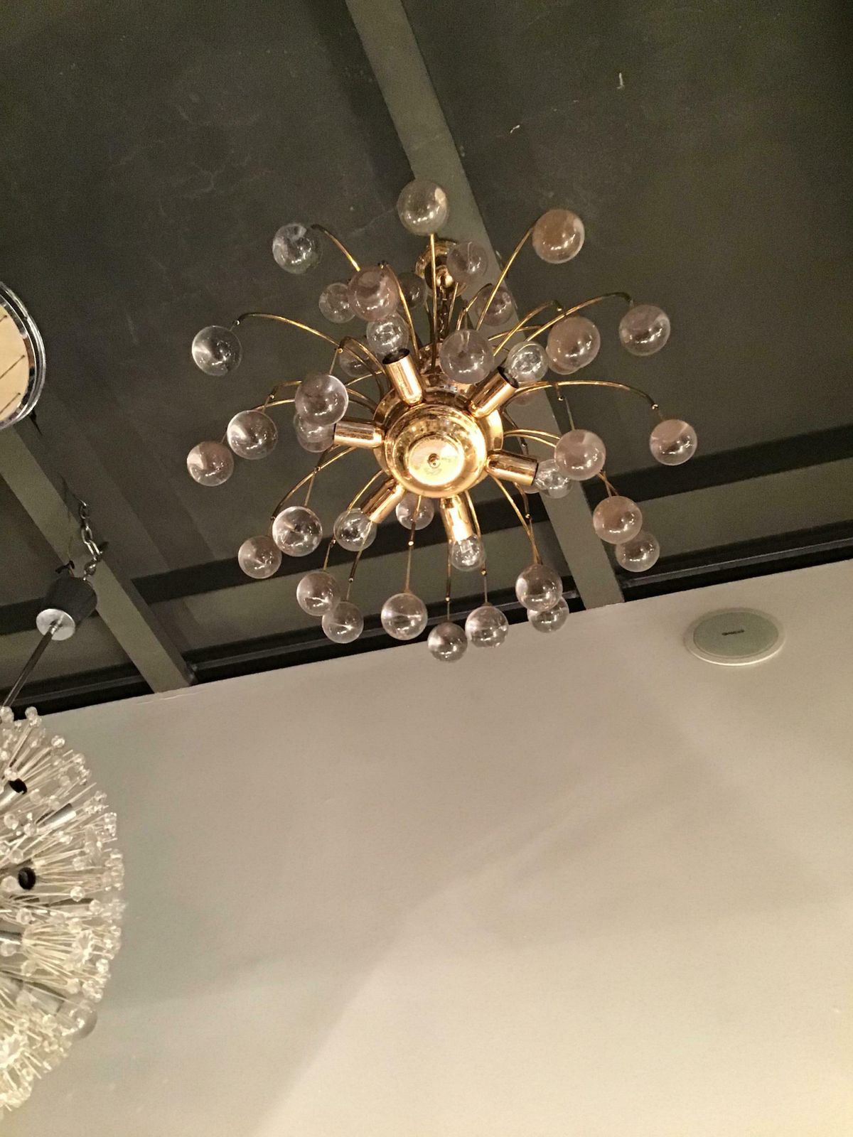 Sciolari Chandelier 6 Lights Brass Glass, 1955, Italy photo vinterior
