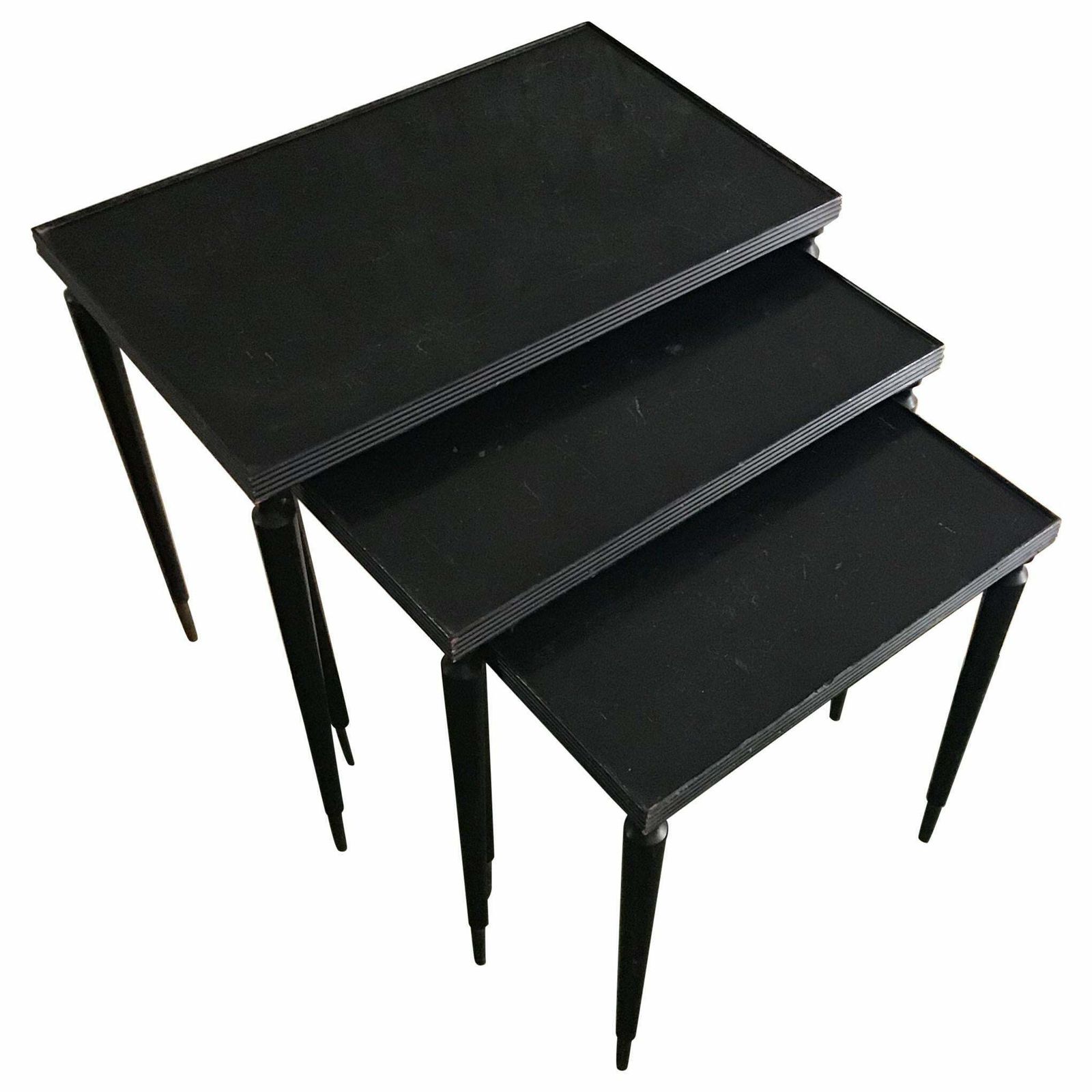Paolo Buffa Triptych Small Tables 1940 Wood Brass, Italy