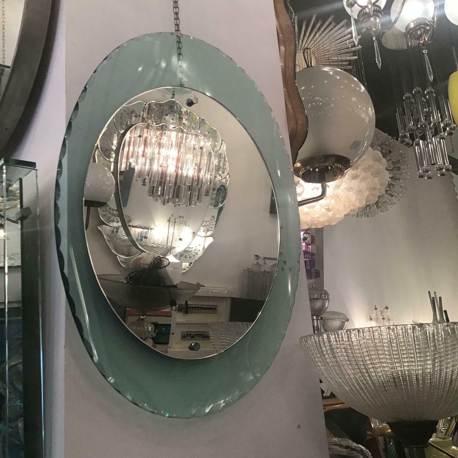 photo for sale Cristal Arte Mirror Glass Metal Crome Iron, 1950, Italy