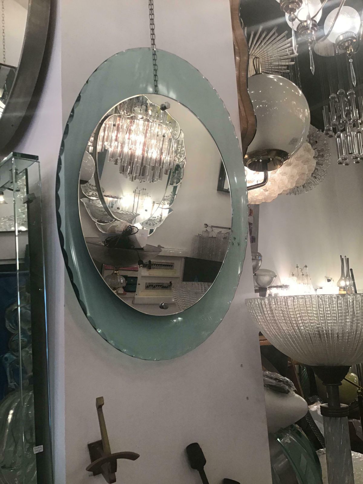 3164.0 Cristal Arte Mirror Glass Metal Crome Iron, 1950, Italy photo