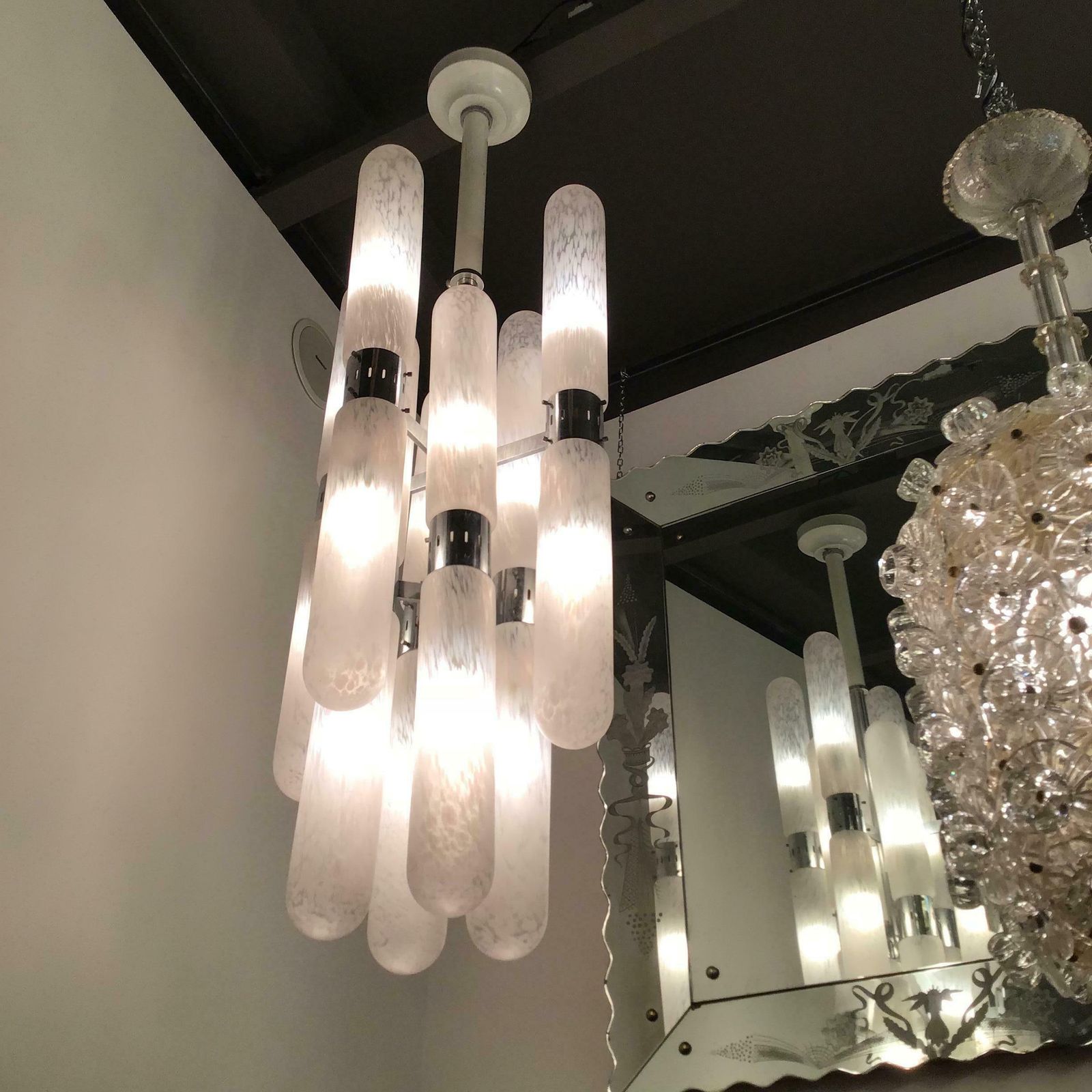 Mazzega By Aldo Nason Chandelier 16 Lights Murano Chrome Italian 1970 photo buy