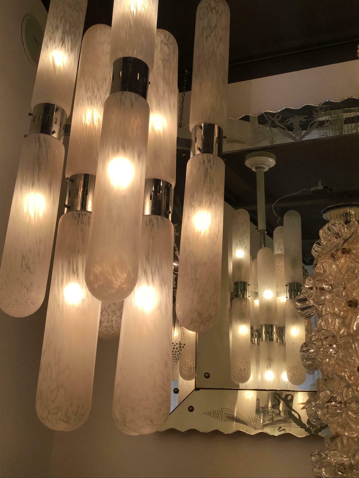 7233.0 Mazzega By Aldo Nason Chandelier 16 Lights Murano Chrome Italian 1970 photo