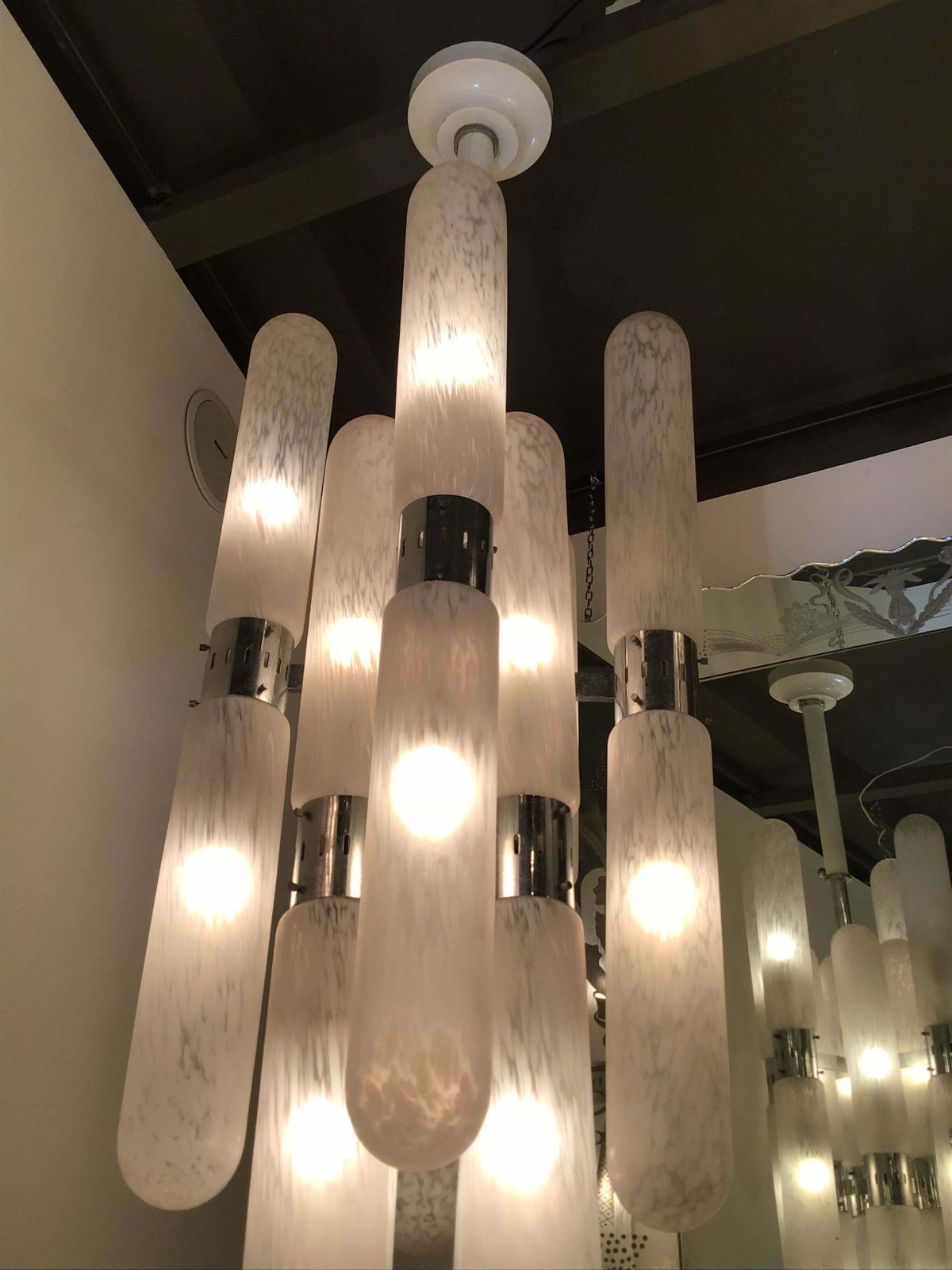 photo vinterior Mazzega By Aldo Nason Chandelier 16 Lights Murano Chrome Italian 1970