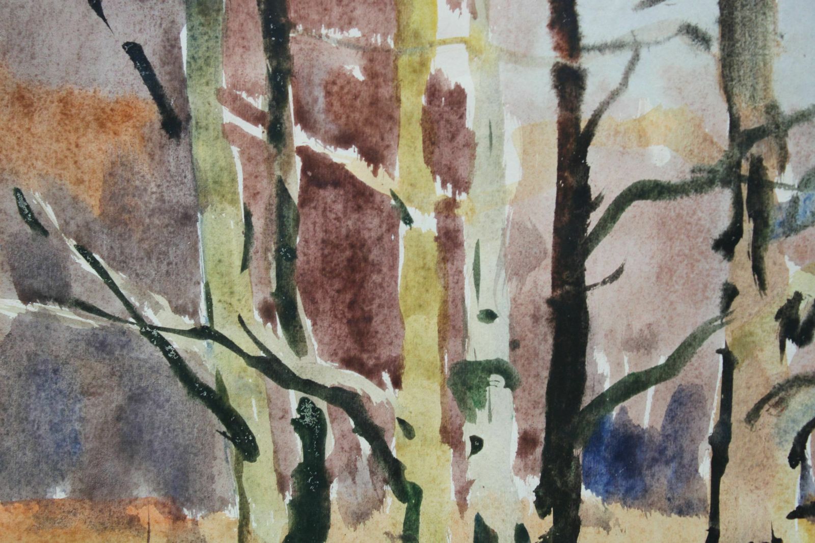 Edgars Vinters Forest Landscape With River  Paper, Watercolor. 41x58 Cm photo Art