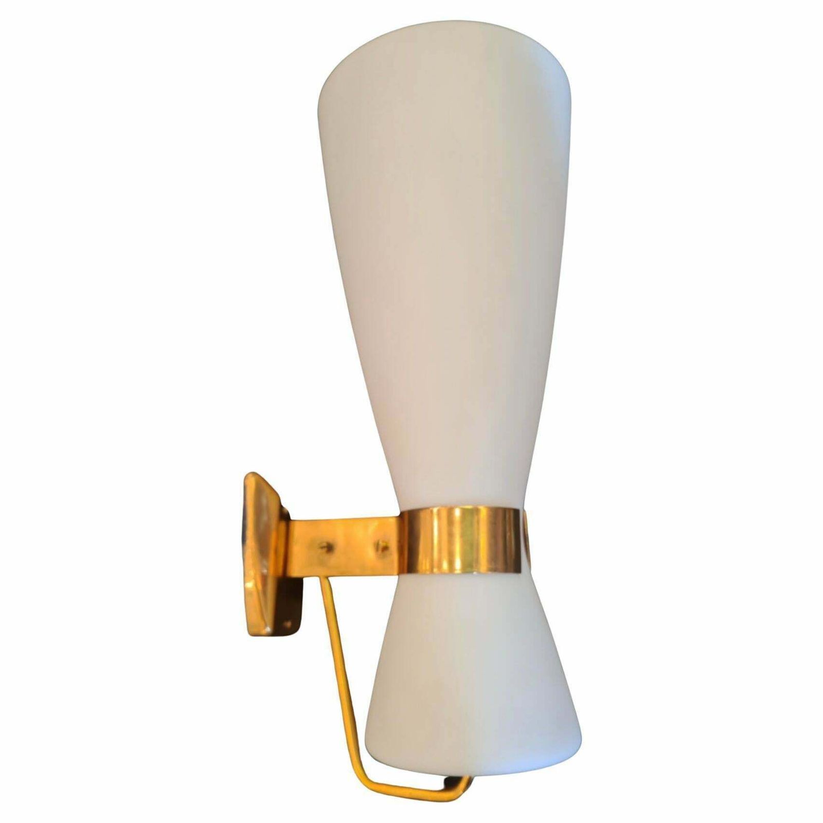 Stilnovo Sconce Brass Opaline Glass, 1950, Italy