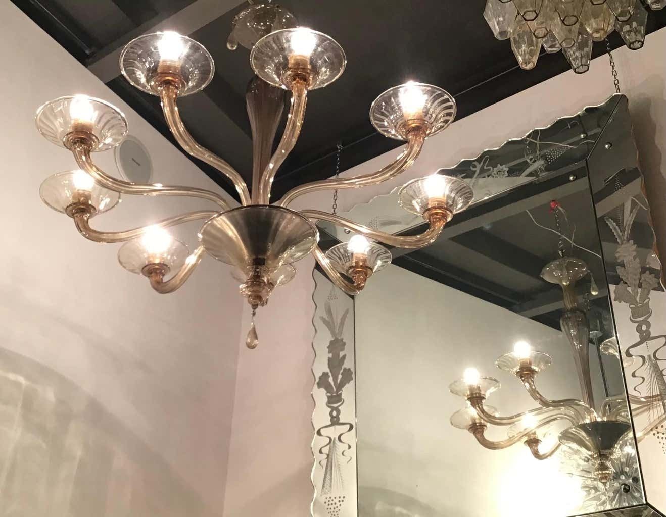 Venini Chandelier Murano Glass Iron 1940 Italy photo furniture