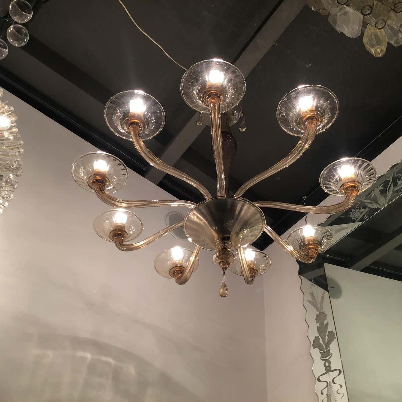 Venini Chandelier Murano Glass Iron 1940 Italy photo 6781.0