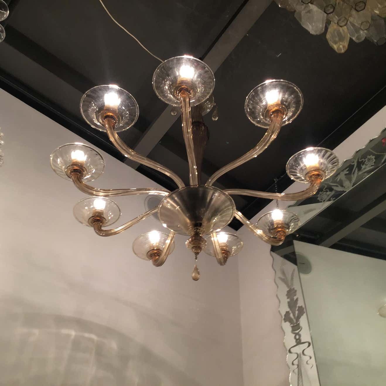 Venini Chandelier Murano Glass Iron 1940 Italy photo buy