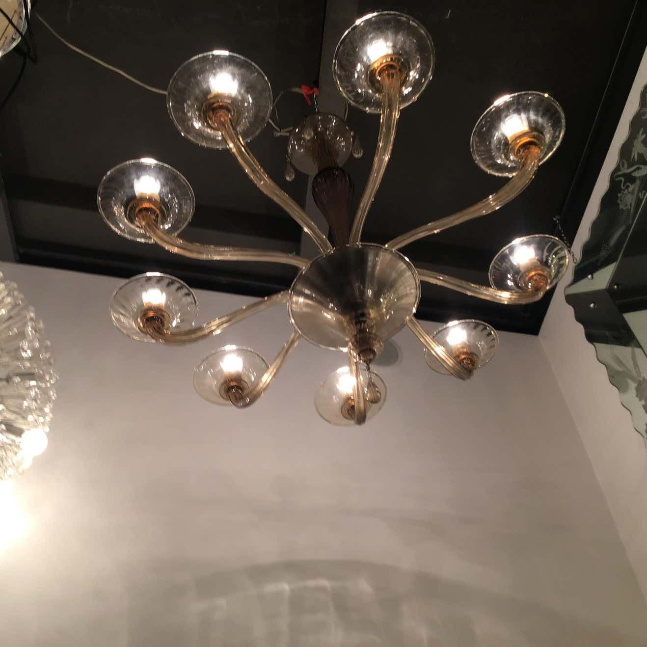 photo furniture Venini Chandelier Murano Glass Iron 1940 Italy