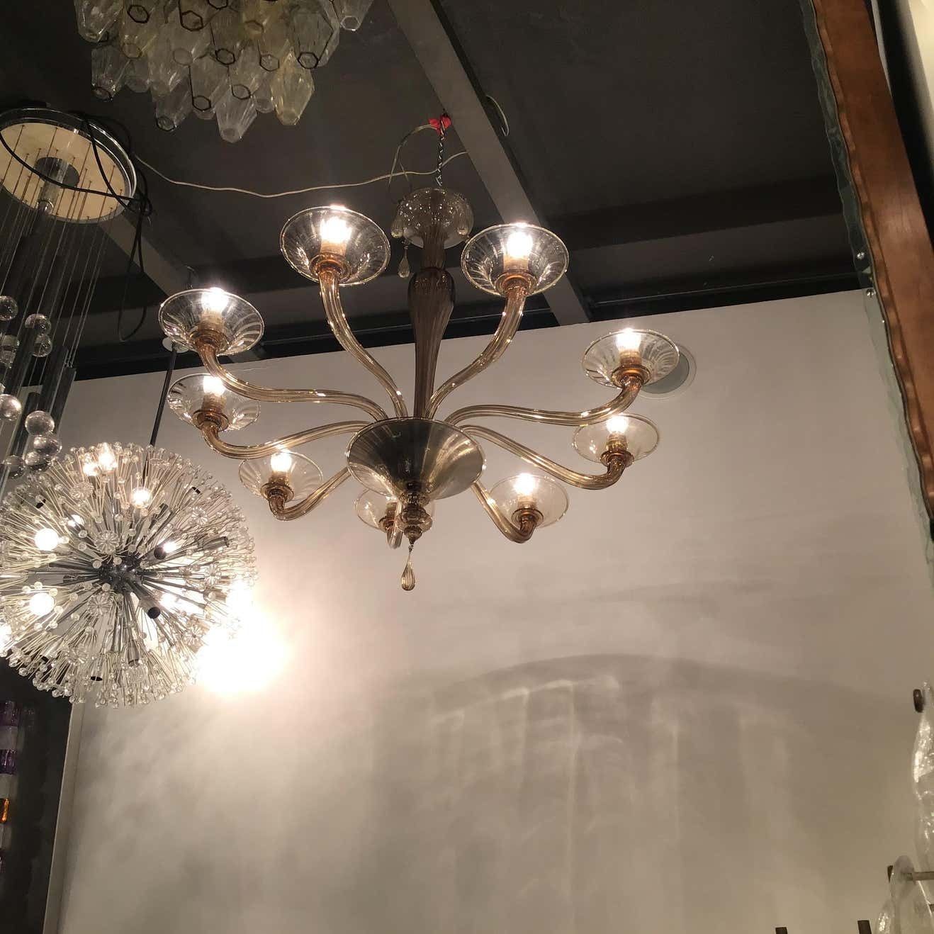 photo vinterior Venini Chandelier Murano Glass Iron 1940 Italy