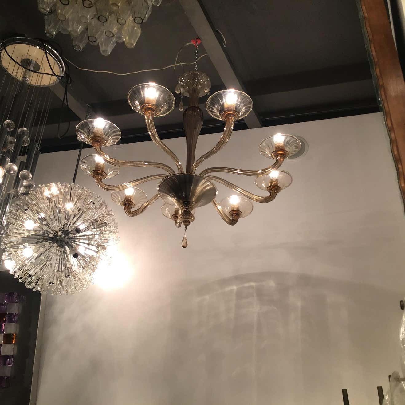 photo buy Venini Chandelier Murano Glass Iron 1940 Italy