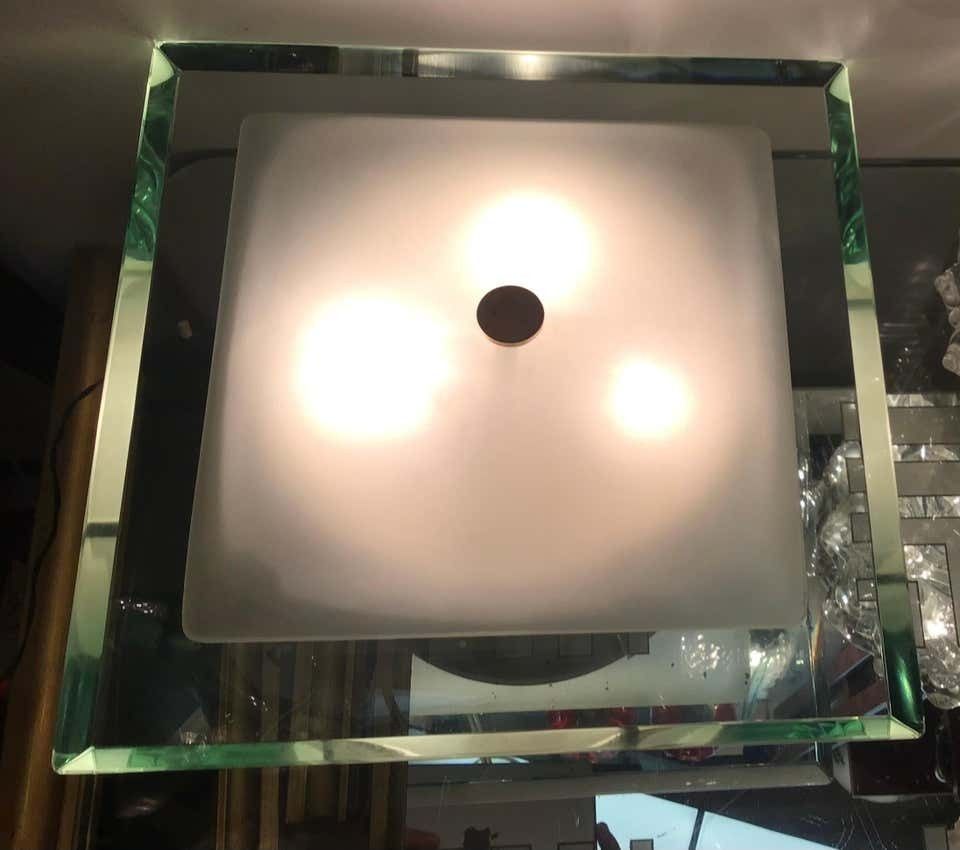 Fontana Arte “1990” Ceilling Light Brass Glass Aluminium 1960 Italy photo buy