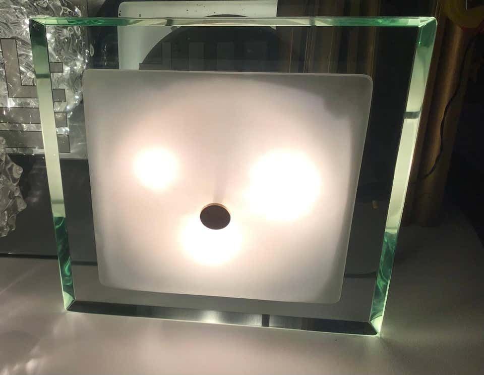 photo for sale Fontana Arte “1990” Ceilling Light Brass Glass Aluminium 1960 Italy