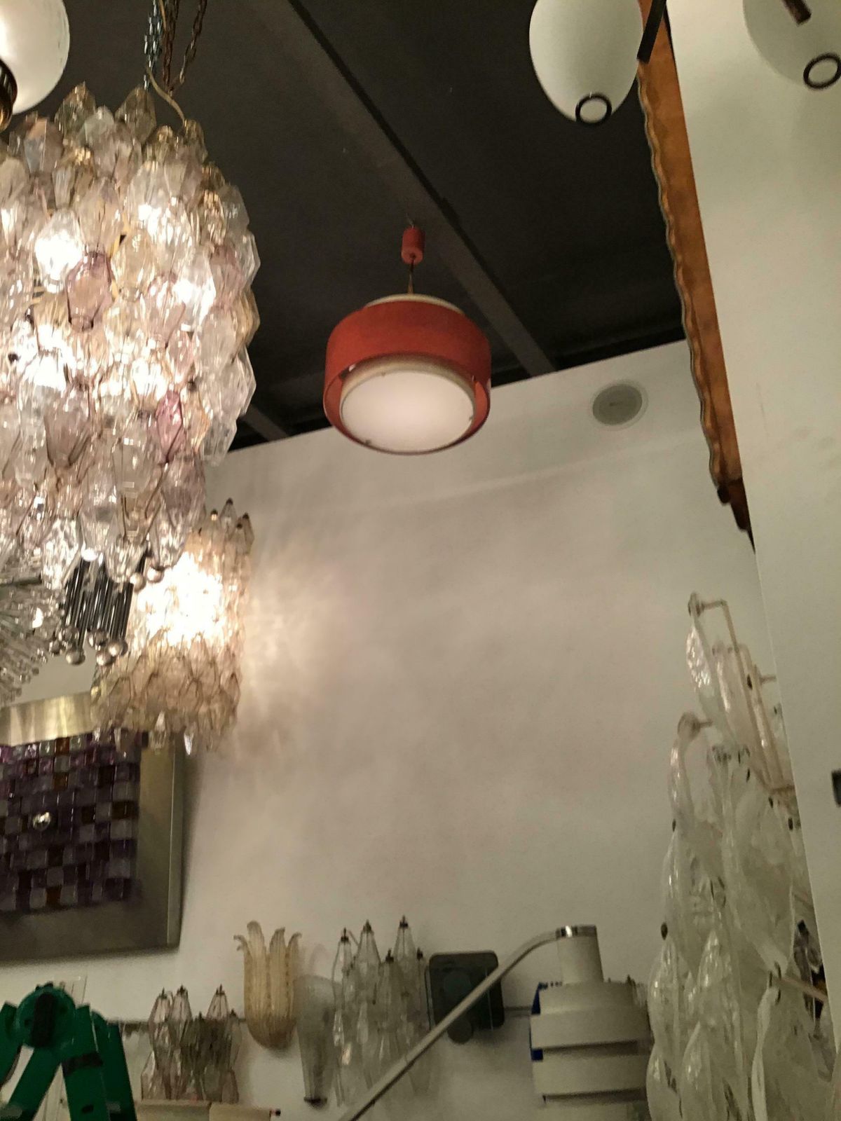 photo furniture Stilnovo Chandelier Painted Metal Glass, 1955, Italy