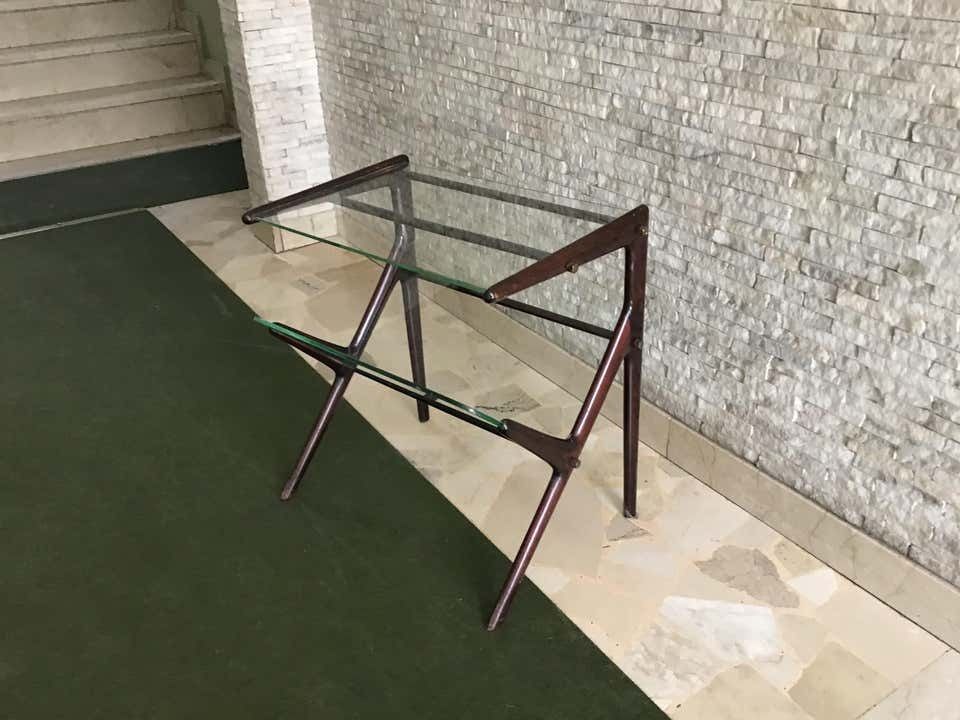 Ico Parisi Magazine Table Wood Brass, 1950, Italy photo for sale