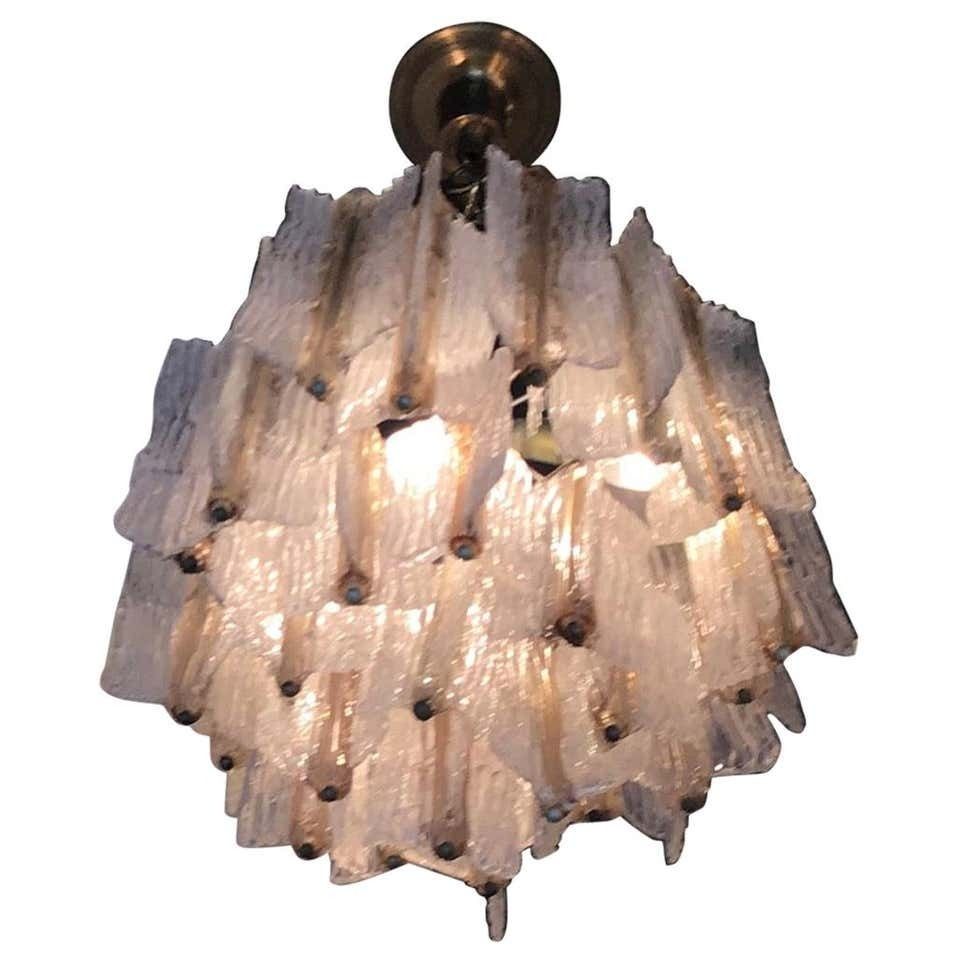 Venini Toni Zuccheri Chandelier Murano Glass Brass 1950 Italy