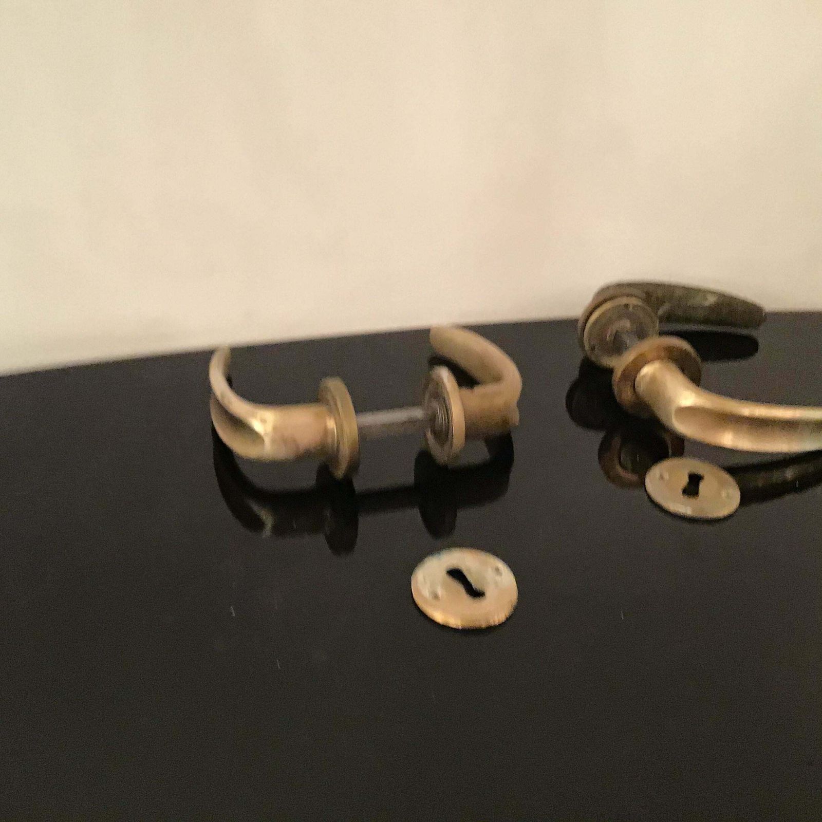 Handles N 12 Pair, Osvaldo Borsani Brass Iron 1950 Italy photo furniture