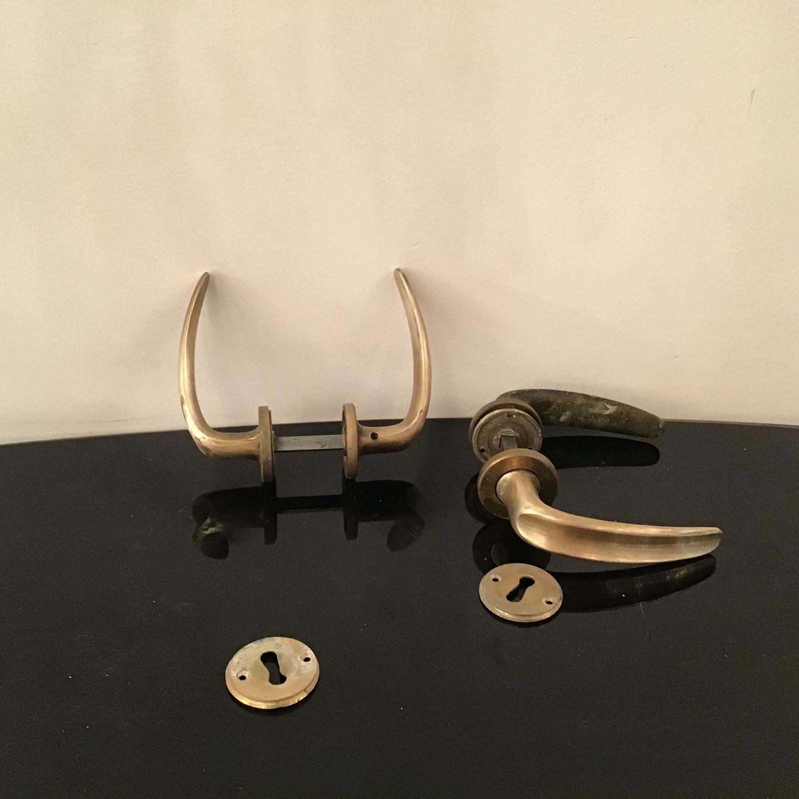 452.0 Handles N 12 Pair, Osvaldo Borsani Brass Iron 1950 Italy photo