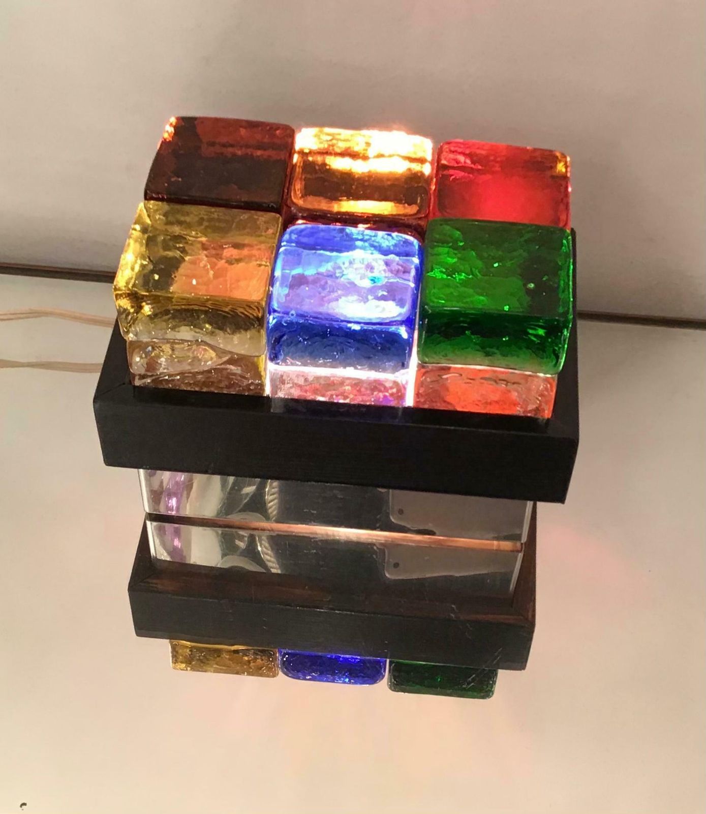 Giusto Toso “Gogi Gogi” Table Lamp Gass Wood Metal Crome, 1971, Italy photo vinterior
