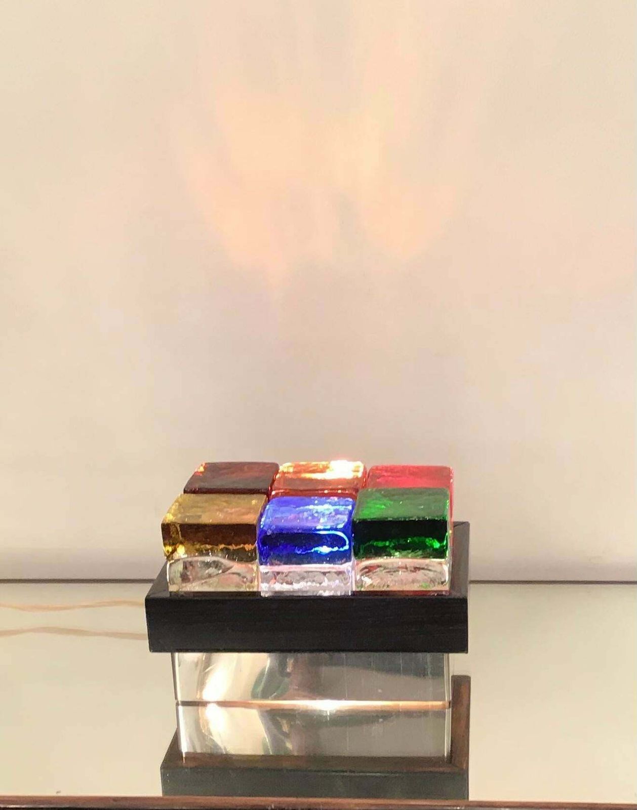 3164.0 Giusto Toso “Gogi Gogi” Table Lamp Gass Wood Metal Crome, 1971, Italy photo