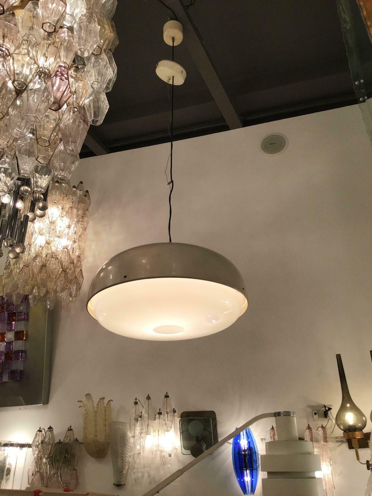 Stilnovo Style Chandelier Metal Plexiglas Brass Height Adjustable, 1960, Italy photo furniture