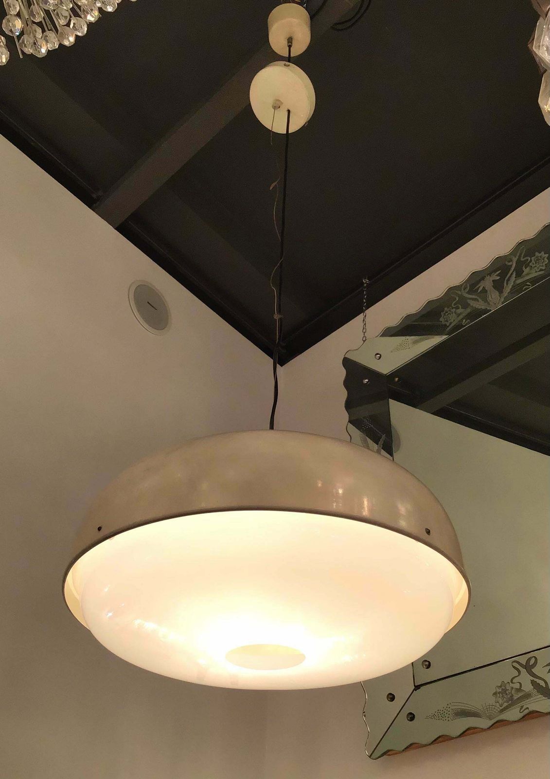 Stilnovo Style Chandelier Metal Plexiglas Brass Height Adjustable, 1960, Italy photo vinterior