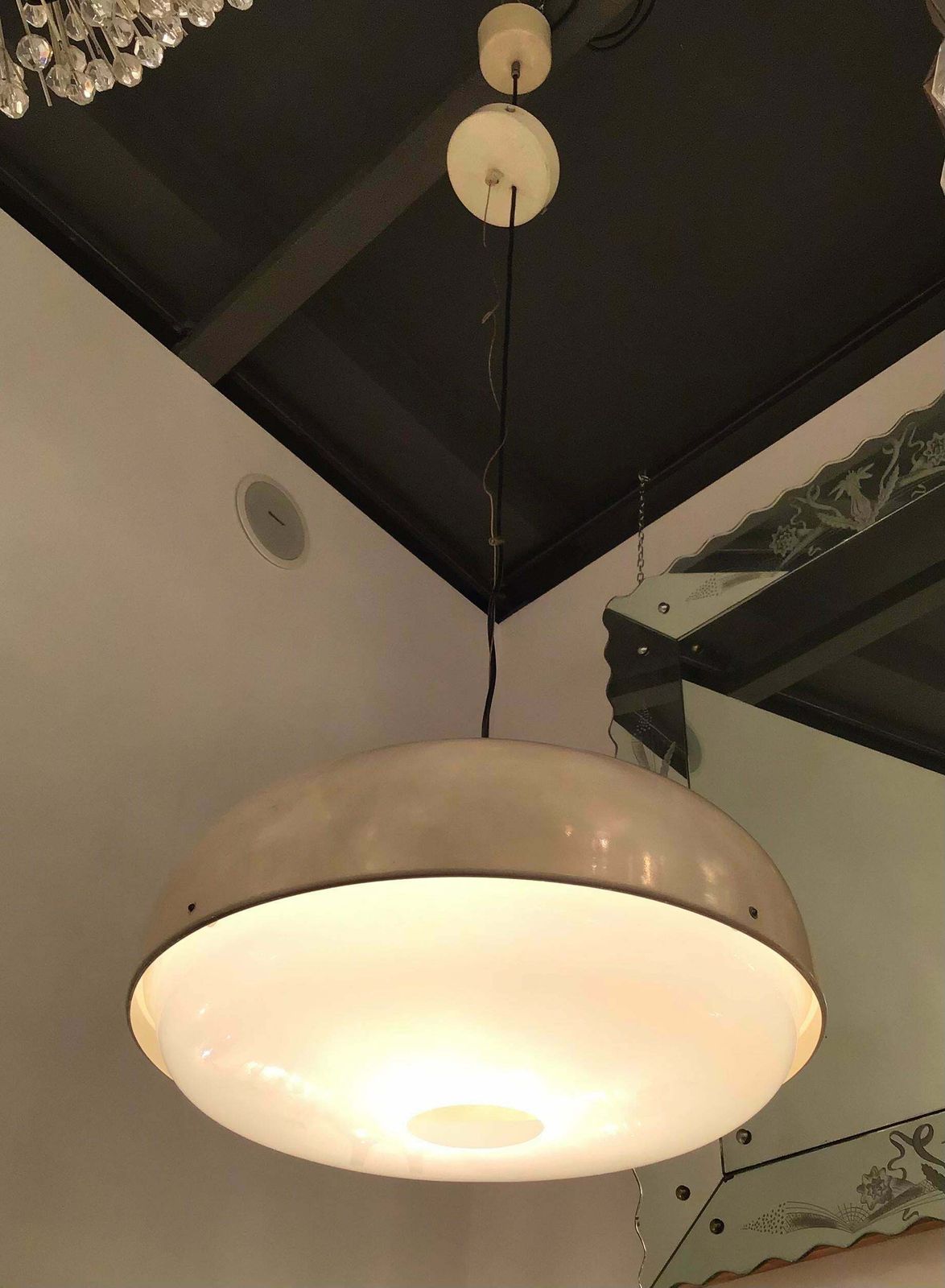 Stilnovo Style Chandelier Metal Plexiglas Brass Height Adjustable, 1960, Italy photo buy