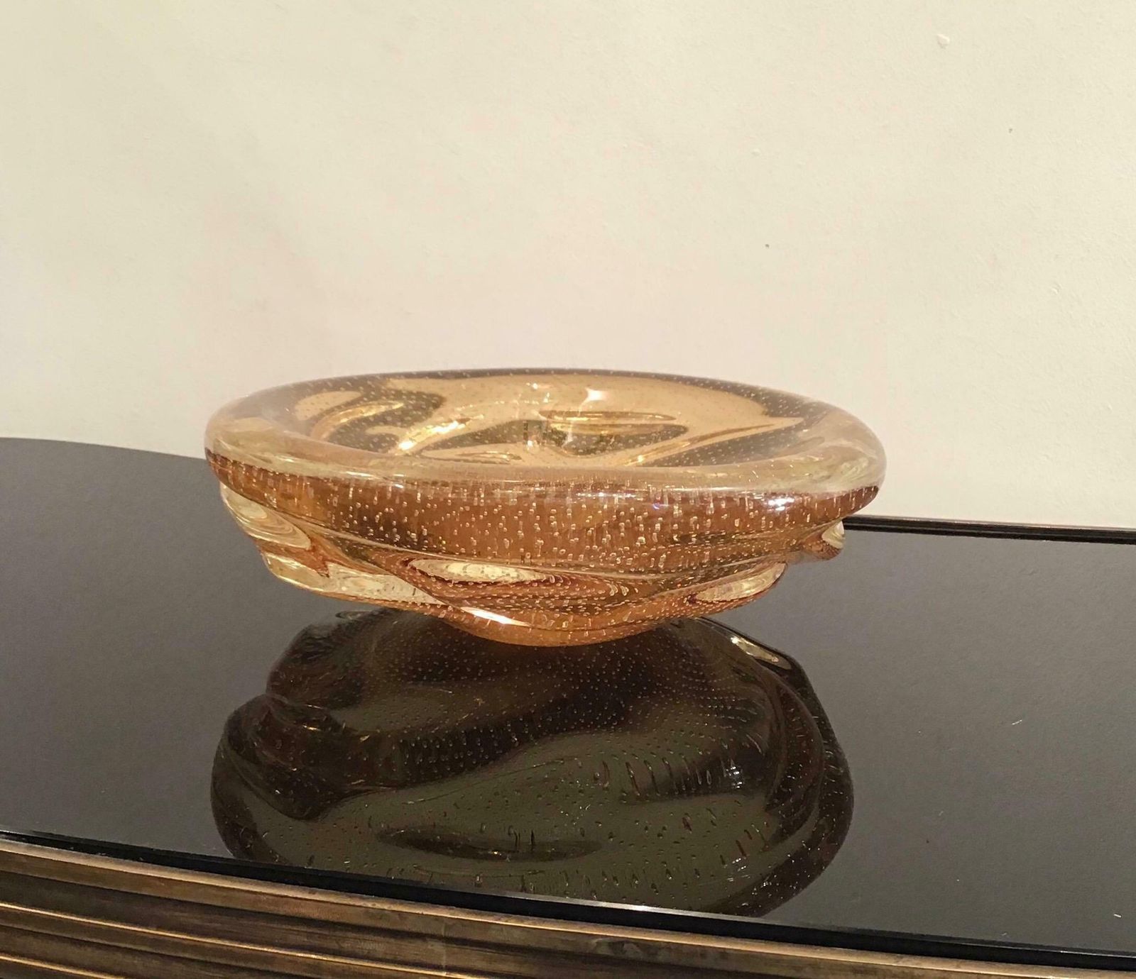 Venini Centerpiece/Pocket Emptier Murano Glass Gold, 1950, Italy photo 1447.0