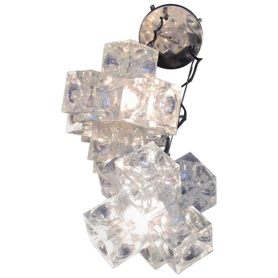 Mazzega Chandelier “Cube” Murano Glass 1965 Italy