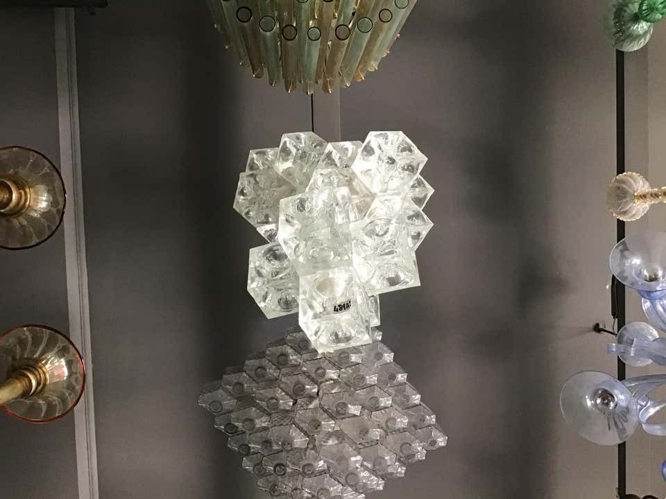 photo for sale Mazzega Chandelier “Cube” Murano Glass 1965 Italy
