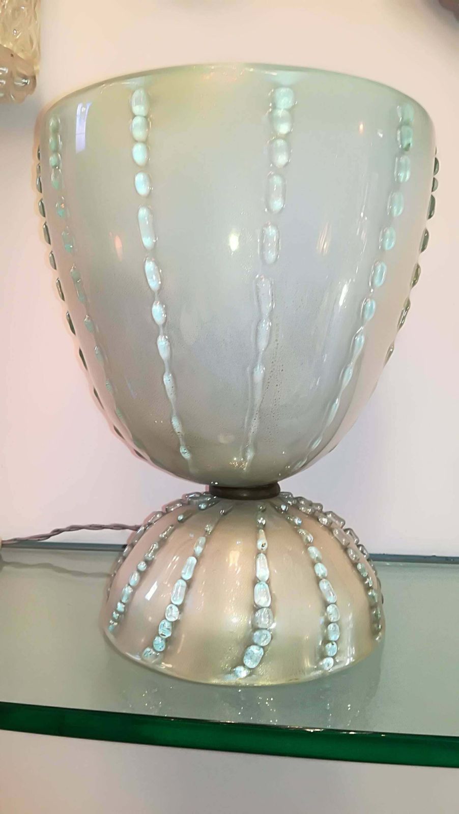 Table Lamp 1950 Colour Green, Gold, Colour Green Iridescent, Glass photo Lighting