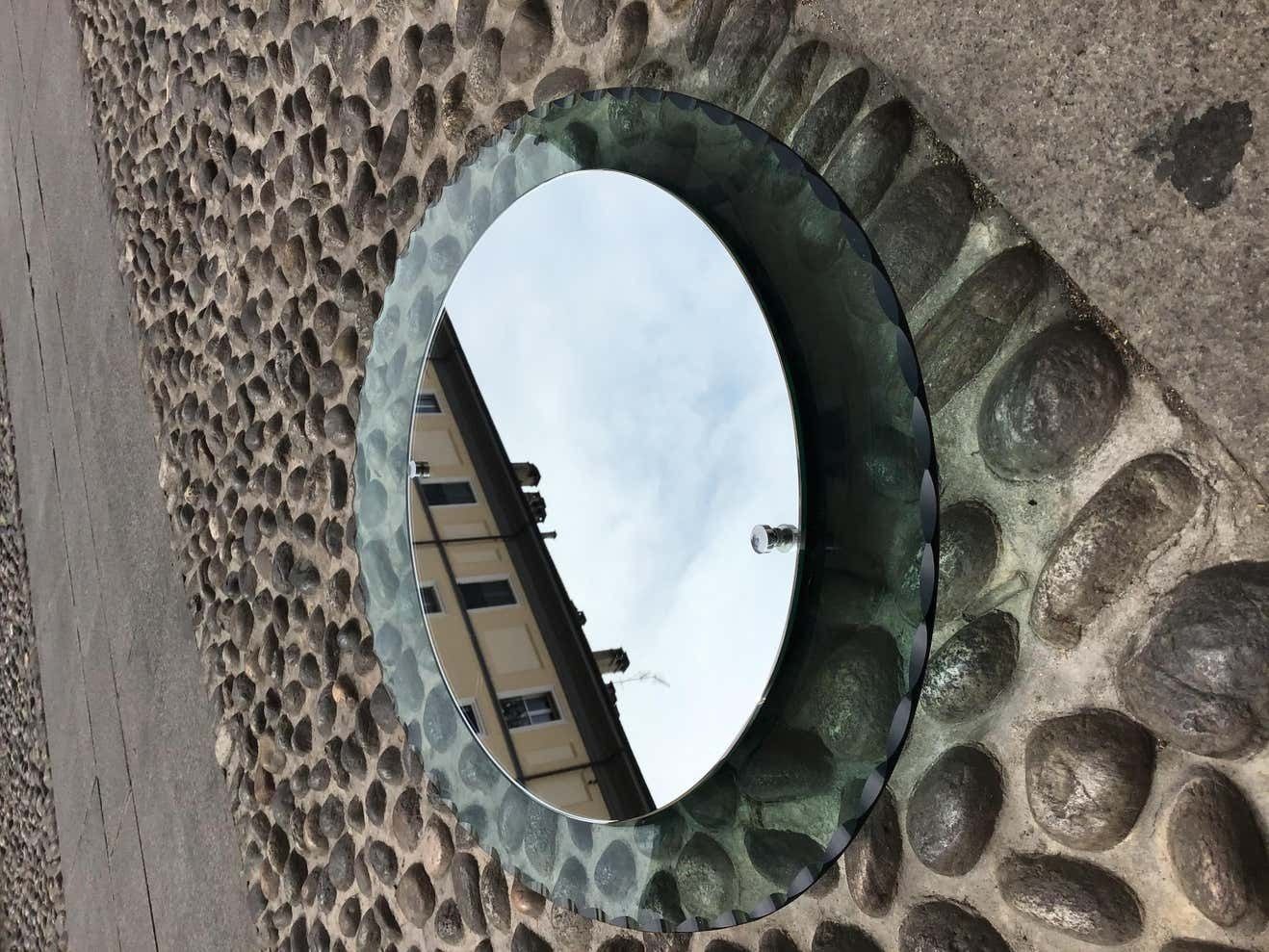 Cristal Arte Mirror Glass Metal Crome Iron 1950, Italy photo vintage